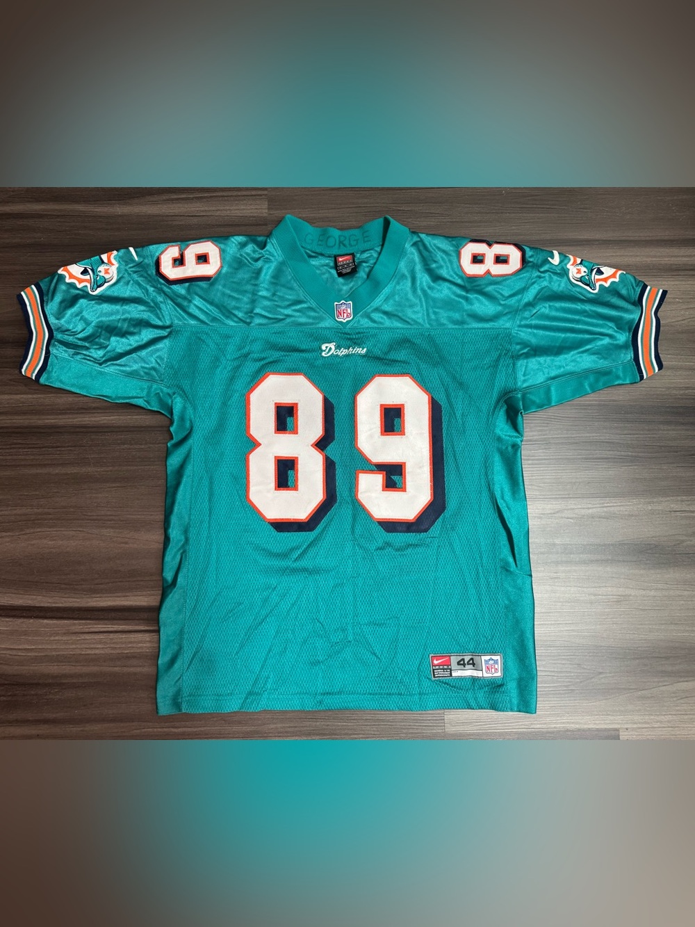 Vintage Nike Miami Dolphins Ed Perry #89 NFL Aqua Stitched Home Jersey Men 48 M